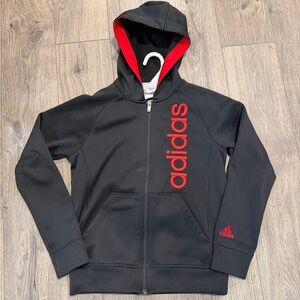 Adidas Kids Black and Red Hoodie